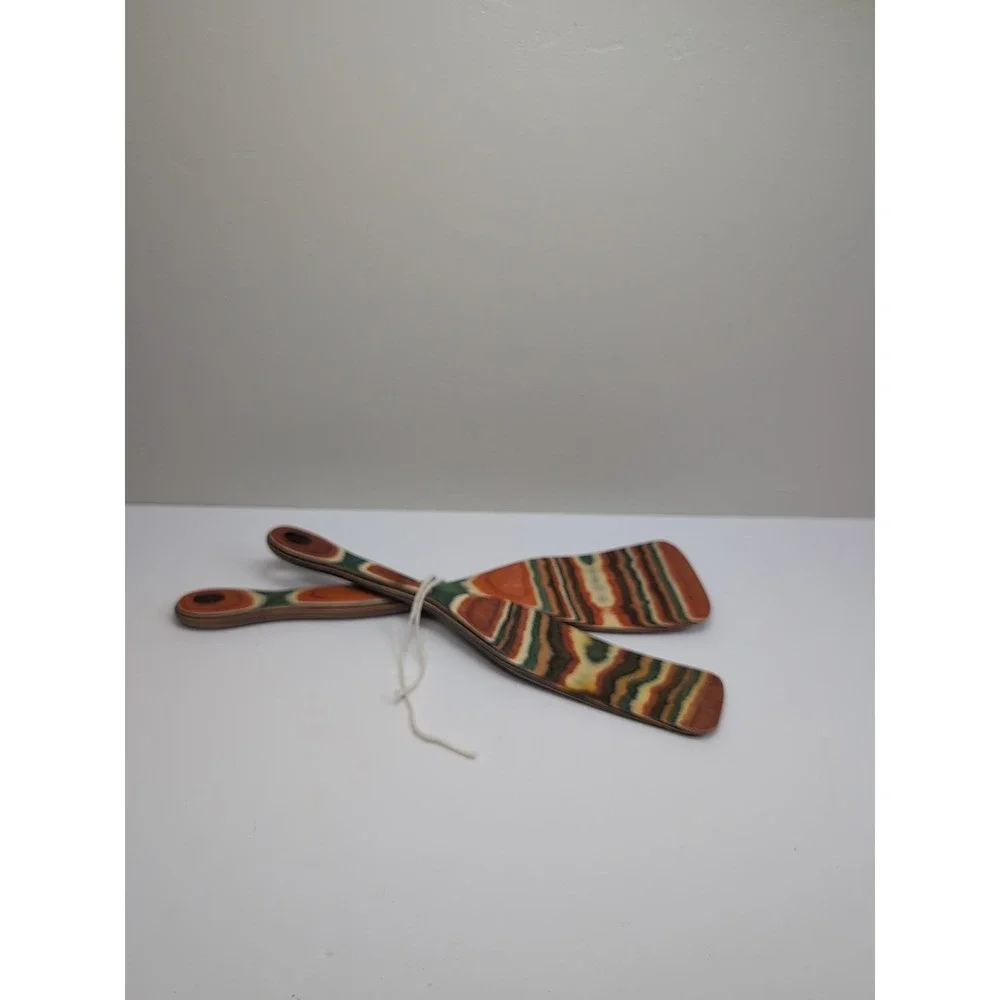 2 Spatulas Colorful Handmade Pakka Wood Kitchen Utensil New